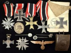 Collection Of German WW2 Medals & Associated Items, To Include Iron Cross, Merit Crosses With