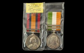 Queens South Africa Medal with Transvaal clasp and Kings South African Medal with South Africa