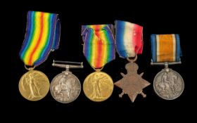 WW1 Family Group To Include Three Medals 1914-15 Star, British War & Victory Medals Awarded To