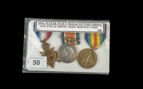 WW1 Trio of Medals 1914-15 Star British War Medal & Victory Medal. All awarded to 1276 DVR R SMITH