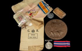 WW1 Death Plaque & Card, Named Alfred Moore. + Military Odds