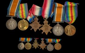 Family Interest x2 - WW1 Trio of Medals 1914-15 Star British War Medal & Victory Medal. The first is