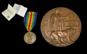 WW1 Death Plaque And Single War Medal Awarded To 3248 PTE T MC KNIGHT LIVERPOOL REGIMENT