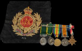 WW1 Group Of Five Medals, 1914-15 Star, British War And Victory Medals, Efficient Service &