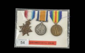 WW1 Trio of Medals 1914-15 Star British War Medal & Victory Medal. All awarded to 1457 SJT E