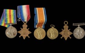 Family Interest x2 - WW1 Trio of Medals 1914-15 Star British War Medal & Victory Medal. The first is