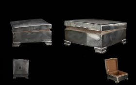 Sterling Silver Square Cigarette Box, engine turned, vacant cartouche,