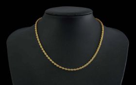 A Fine Quality 9ct Gold Triple Link Design Chain. Marked 9ct. Length 15 Inches - 37.5 cms. Weight 8.