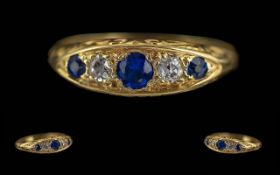 Antique Period Ladies 18ct Gold Sapphire & Diamond Set Ring.