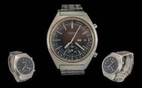 Seiko Chronograph Automatic Gents Stainless Steel Wrist Watch - Features; Black Dial,