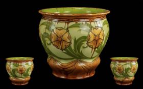Minton Huge Secessionist Jardiniere - Circa 1890's. Styalized Floral Dish. Height 12.5