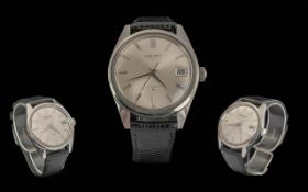 Seiko Gents Steel Cased Manual Wind 17 Jewels Just Date Wrist Watch - Ref No 6602-8050.