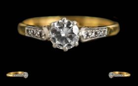 Ladies Pleasing 18ct Gold and Platinum Single Stone Diamond Set Ring.