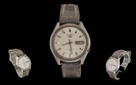 Seiko Gents Steel Cased Automatic Wrist Watch with Day-Date Display Window,