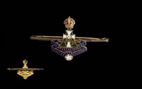 The Princess of Wales Own Yorkshire Regiment 15ct Gold and Enamel Cap Badge,