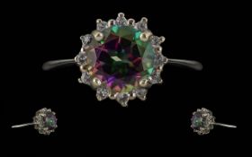 9ct White Gold Gem Set Ring, Fully hallmarked, Ring Size N½, 2 Grams