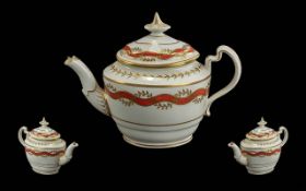 A Flight and Barr porcelain factory tea-pot with extremely fine quality decorations,