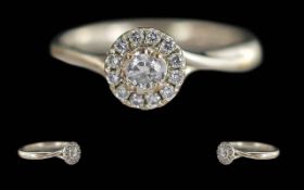 Ladies - Pleasing Quality 18ct White Gold Ladies Diamond Set Petite Ring. Full Hallmark to