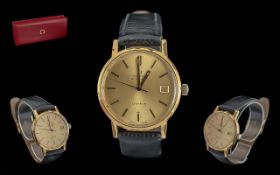 Omega Geneve Gent's Gold on Steel Automatic Wrist Watch, with just-date display window,