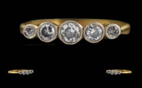 Ladies Early 20th Century 18ct Gold 5 Stone Diamond Set Ring.