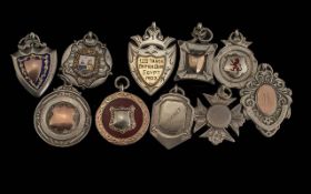 A Good Collection of ( 10 ) Antique Fobs / Medals. All Fully Hallmarked.