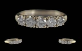 Ladies Pleasing 18ct White Gold 5 Stone Diamond Set Ring, Marked 18ct to Interior of Shank. Well
