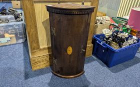 Small Regency Style Mahogany Bow Fronted Corner Cabinet, single shelf, measures 24