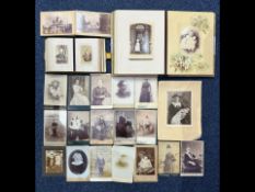 Lovely Collection of Victorian Photographs comprising a leather bound album with brass fittings