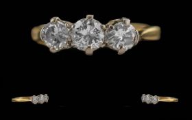 Ladies 18ct Gold 3 Stone Diamond Set Ring, Marked 18ct to Interior of Shank,