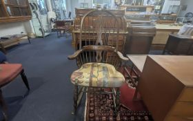 20th Century Windsor Rocking Chair, upholstered seat. Measures 46