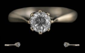 Ladies Pleasing 18ct Gold Single Stone Diamond Set Ring - Full Hallmark To Interior Of Shank.