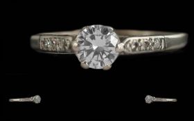 Ladies - Fine Platinum Diamond Set Ring, Marked Platinum to Shank,