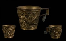 Handmade 925 Silver Miniature Cup. Decorated with Animals, Trees and Flowers.