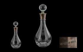 Sterling Silver Topped Decanter with Stopper. Fully Hallmarked for Silver.