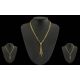 Ladies Excellent Quality 9ct Gold Multi-Strand Necklace with Tassel and Ball Design Drop. - Image 2 of 2