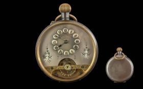 Hebdomas - Swiss Made Open Faced Keyless Pocket Watch. Working at time of Cataloging.