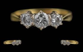 Ladies Pleasing 18ct Gold 3 Stone Diamond Set Ring.