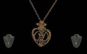 9ct Gold Commemorative Pendant celebrating the wedding of Diana and Prince Charles. Heart shape with