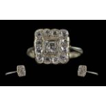 Antique Period Ladies 18ct White Gold Diamond Set Ring. Marked 18ct to Interior of Shank.
