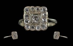 Antique Period Ladies 18ct White Gold Diamond Set Ring. Marked 18ct to Interior of Shank.