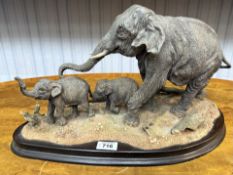 Large Country Artist Limited Edition Model of Elephant & Calves, 'Gentle Persuasion' by David Hays.