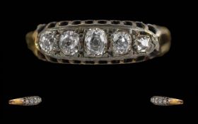 Antique Period Ladies 18ct Gold 5 Stone Diamond Set Ring. Marked 18ct to Interior of Shank.