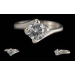 Ladies Pleasing Quality Platinum Single Stone Diamond Set Ring - Hallmark To Interior Of Shank.