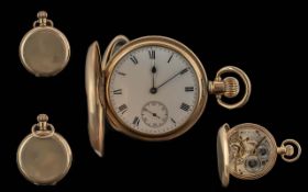 American Watch Co Waltham Gold Filled 15 Jewels Keyless Full Hunter Pocket Watch.