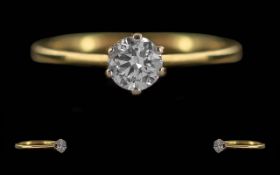Ladies 18ct Gold Single Stone Diamond Set Ring, Tests 18ct.