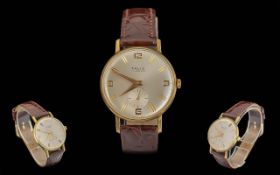 Talis 17 Jewels Incabloc - Gold on Steel Mechanical Cased Wrist Watch. c.1960's.