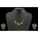 Victorian Period 1837 - 1901 Ladies 15ct Gold Exquisite Seed Pearl Set Necklace, Made by Jewellery