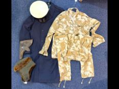 Collection of Military Items, clothing and equipment to include a WWII leather gun holster, RAF
