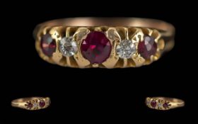 Ladies Pleasing 9ct Gold Ruby & Diamond Set Ring - Full Hallmark To Shank.
