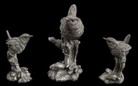 Country Artists Sterling Silver Filled Hallmarked Figure of a Woodstock Wren, No. SS2127.